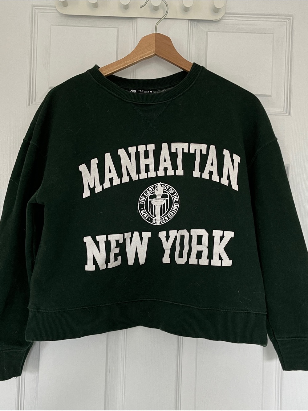 Zara Forest Green Ribbed-Neck Sweater